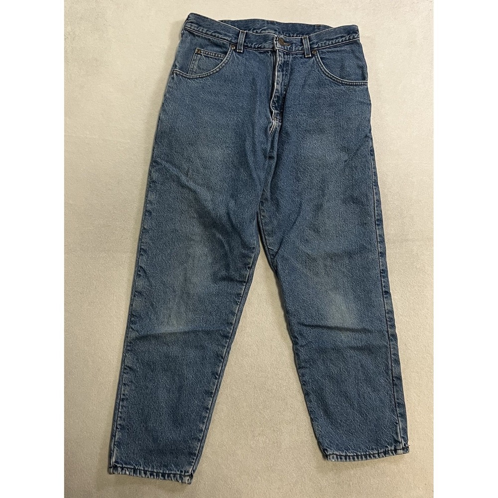 VTG LL Bean Red Flannel Lined Jeans Mens 34x32 Straight Leg Work Outdoor 80s 90s
